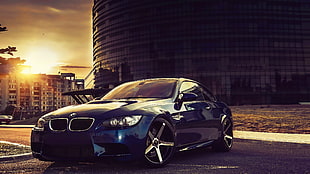 blue BMW sedan, vehicle, car, sports car, BMW HD wallpaper