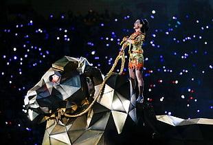 black and white star print textile, Katy Perry, Super Bowl, NFL HD wallpaper