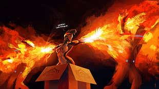 orange dragon with flame digital wallpaper, Warframe, Ember (Warframe), Corpus (Warframe), fantasy art HD wallpaper