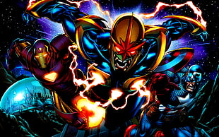 Marvel Comics wallpaper, Marvel Comics, Iron Man, Captain America, Nova HD wallpaper