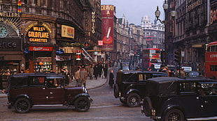 classic brown car, Kodachrome, street, vintage, classic car HD wallpaper
