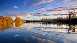 body of water under blue sky during daytime, sky, landscape, New Zealand, lake