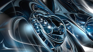 blue and gray illustration HD wallpaper