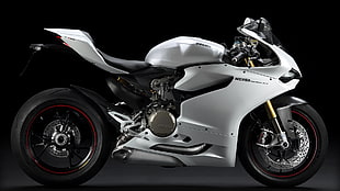 white sports bike, Ducati 1199, superbike HD wallpaper