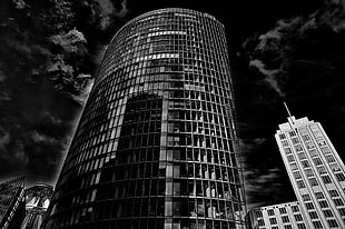 grayscale photography of high rise building HD wallpaper