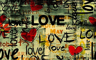 Love artwork, graffiti, typography, love, heart HD wallpaper