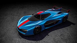 blue and red sports coupe HD wallpaper