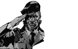 soldier sketch, Metal Gear, minimalism, soldier, monochrome HD wallpaper