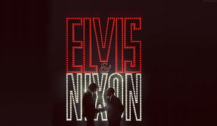 two men standing in front of an Elvis and Nixon LED signage HD wallpaper