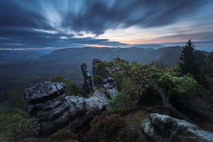 range mountain under gray sky