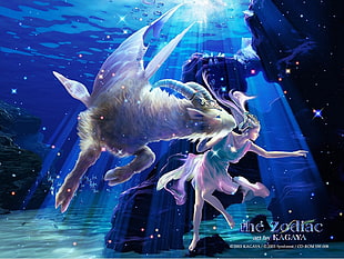 fairy and winged ram underwater wallpaper HD wallpaper