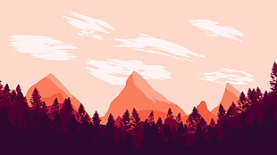 mountains illustration, minimalism, landscape, digital art, mountains HD wallpaper