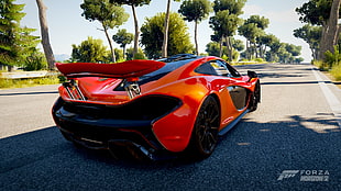 orange sports car Forza game screenshot HD wallpaper