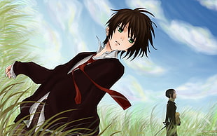 male anime character in black suit digital wallpaper HD wallpaper