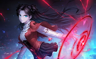 black haired female anime character wallpaper HD wallpaper