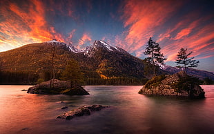 brown mountain, nature, landscape, sunset, mountains