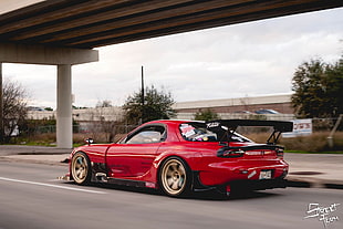 red coupe, Mazda RX-7, sports car, red cars HD wallpaper