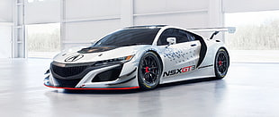 white and black car bed frame, Acura NSX, race cars, vehicle, car HD wallpaper