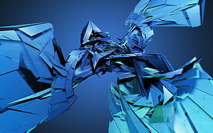 blue metallic graphic artwork HD wallpaper