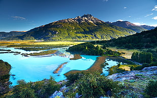 green mountain, nature, landscape, Chile, river