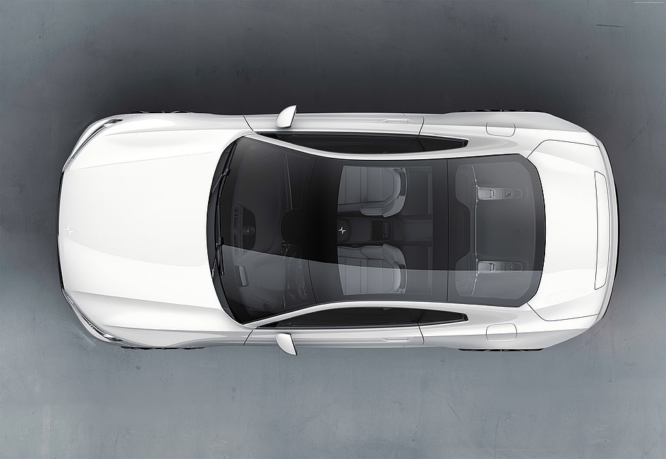 white coupe top view illustration HD wallpaper