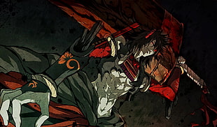 male character holding sword digital wallpaper, Kajiri Kamui Kagura