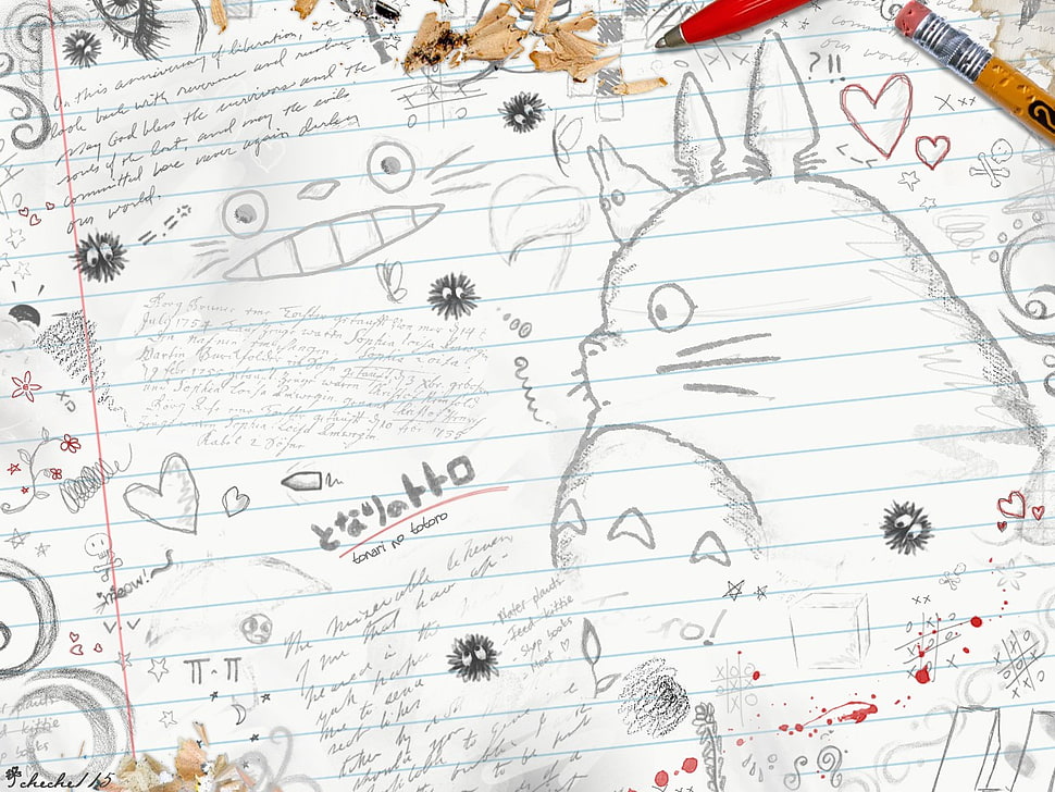 white lined paper, My Neighbor Totoro, Studio Ghibli, Totoro HD wallpaper