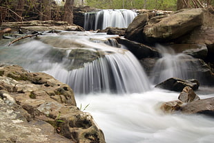 time-lapse photography of waterfall HD wallpaper