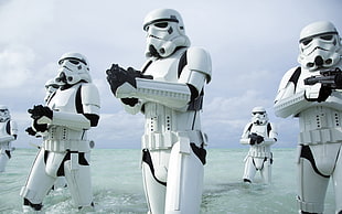 five Star Storm Troopers, Star Wars, stormtrooper, Rogue One: A Star Wars Story, beach HD wallpaper