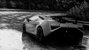 grayscaled photo of Lamborghini, Lamborghini, car