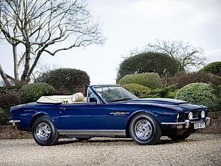photography of classic blue Ford Mustang convertible HD wallpaper
