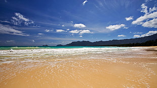 sea and mountains, beach, sand, landscape, sea