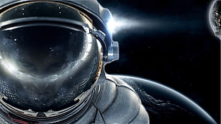 white astronaut suit, spacesuit, space, astronaut, galaxy HD wallpaper