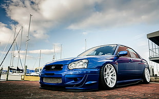 blue Subaru Impreza sedan, car