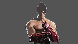 topless man illustration, Tekken, Jin Kazama, simple background, simple HD wallpaper