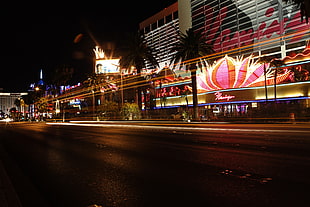 black and red train table, Las Vegas, lights, signs, cityscape HD wallpaper