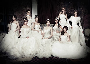 group of female wearing white dresses HD wallpaper