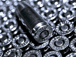 macro photography of silver bullet cartridges HD wallpaper