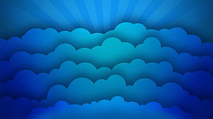 blue clouds wallpaper, digital art, minimalism, clouds, blue