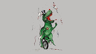 animated T-rex juggling while riding the unicycle HD wallpaper