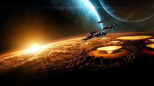 gray spacecrafts, Starcraft II, video games HD wallpaper