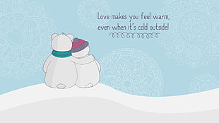 two white polar bear illustration HD wallpaper