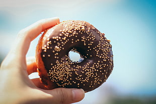 chocolate doughnut, Donut, Pastry, Glaze