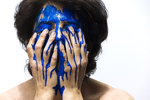 woman with blue face paint HD wallpaper