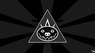 black and white pig with three horns loog, abstract, pigs, triangle HD wallpaper