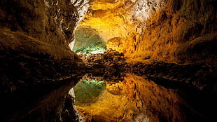 rock formation, landscape, nature, cave