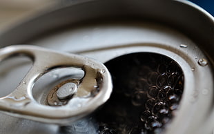 silver-colored and diamond ring, can, closeup