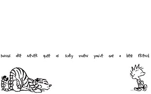 white background with text overlay, Calvin and Hobbes HD wallpaper