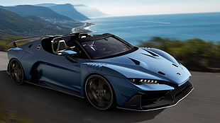 blue sports concept car HD wallpaper