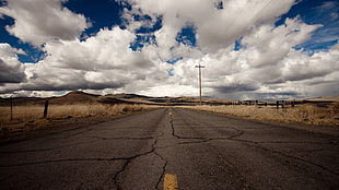 black concrete road, road, landscape, nature HD wallpaper